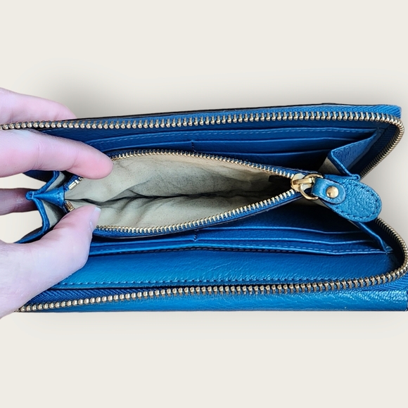 CHLOÉ Elsie Blue Leather Continental Long Wallet,  Vintage - Picture 10 of 11